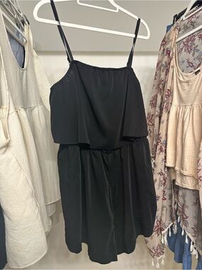 Black Layered Cami Romper - Women